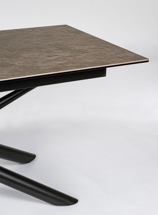 Table à manger 8 places céramique marron et acier noir Seray 180 cm - Photo n°5