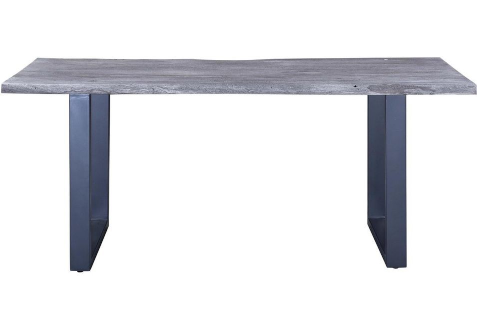 Table à manger acacia massif gris et pieds métal Melin L 180 cm - Photo n°1