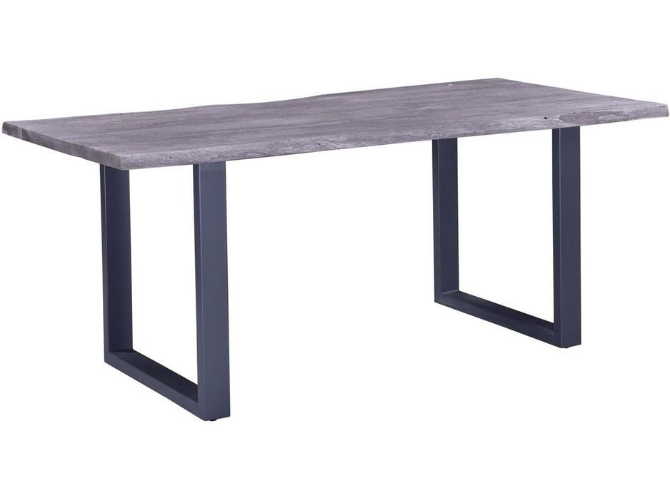 Table à manger acacia massif gris et pieds métal Melin L 180 cm - Photo n°2