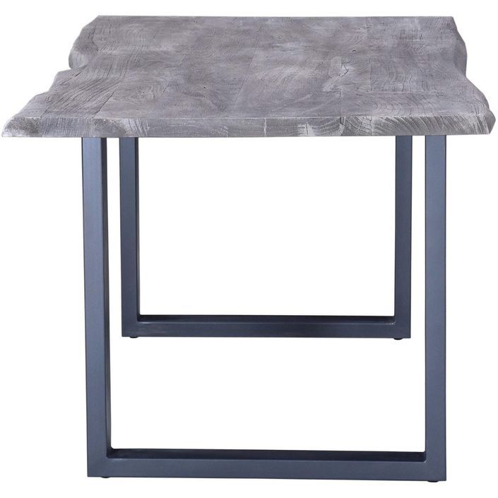 Table à manger acacia massif gris et pieds métal Melin L 180 cm - Photo n°3