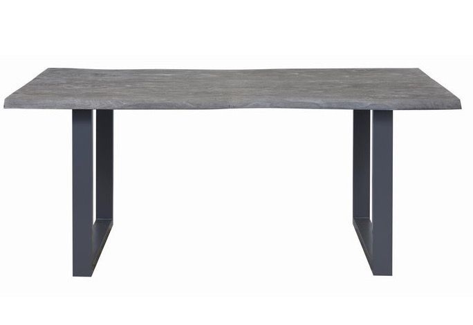 Table à manger acacia massif gris et pieds métal Melin L 200 cm - Photo n°2