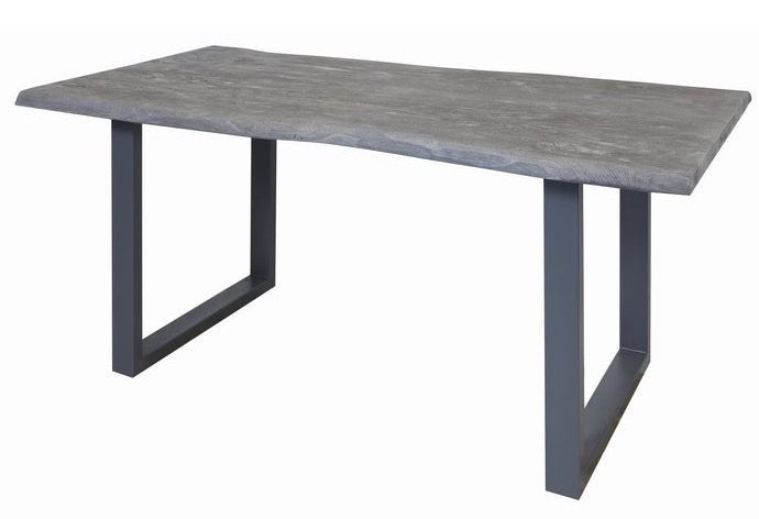 Table à manger acacia massif gris et pieds métal Melin L 240 cm - Photo n°1