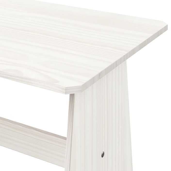 Table à manger avec banc Blanc Bois de pin solide - Photo n°5