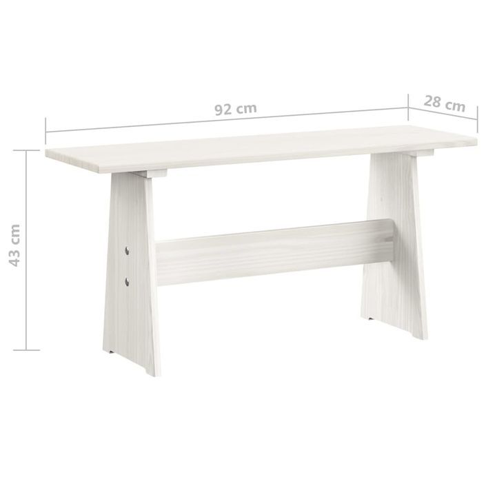 Table à manger avec banc Blanc Bois de pin solide - Photo n°9