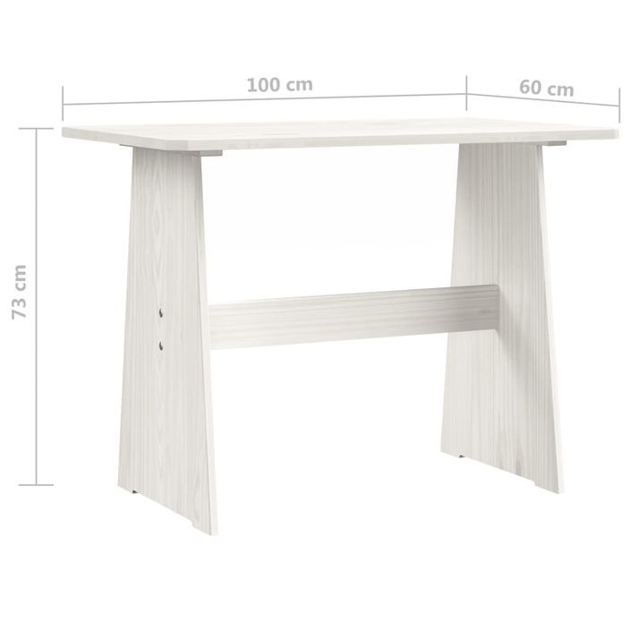 Table à manger avec banc Blanc Bois de pin solide - Photo n°10