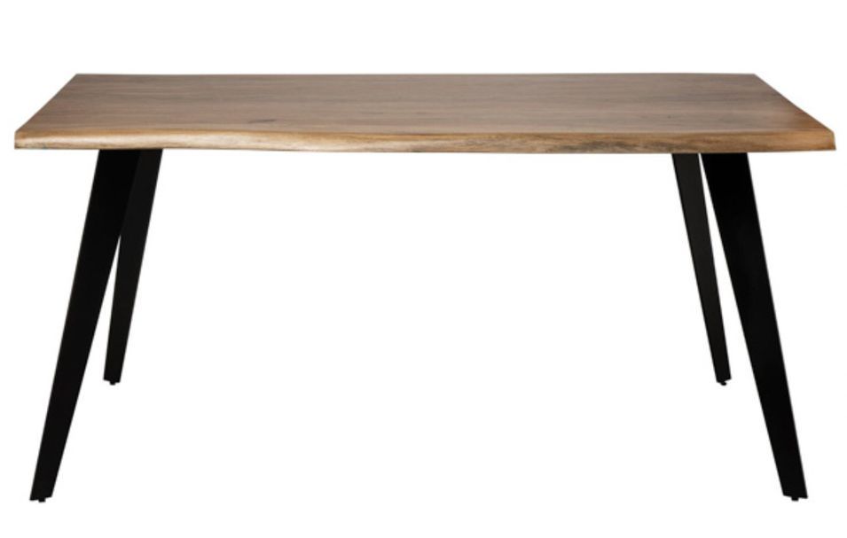 Table à manger avec plateau en bois massif et pieds en métal noir Filko - Photo n°1
