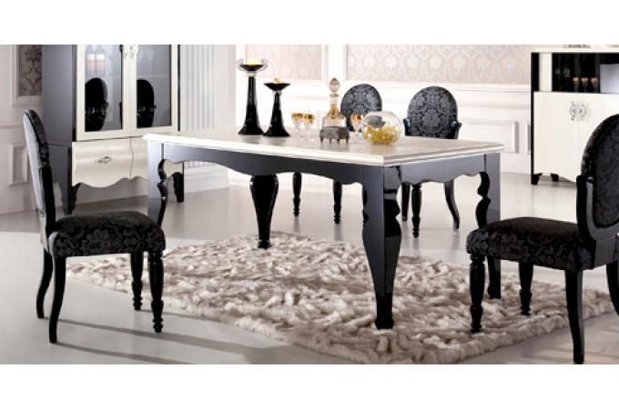 Table à manger Baroque Noir et Beige 180 cm - Photo n°1