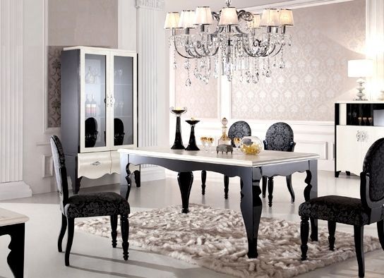 Table à manger Baroque Noir et Beige 180 cm - Photo n°2