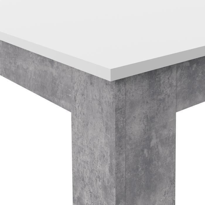 Table a manger - Blanc et béton gris clair - PILVIL - 160 x I90 x H 75 cm - Photo n°4