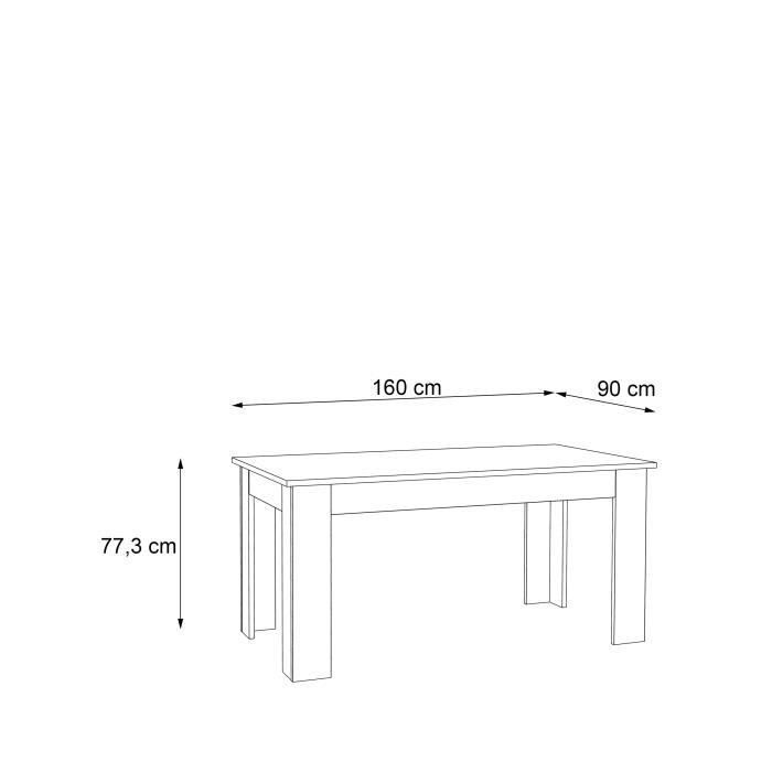 Table a manger - Blanc et béton gris clair - PILVIL - 160 x I90 x H 75 cm - Photo n°6