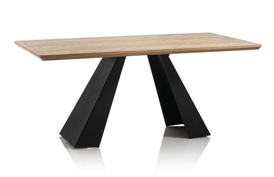 Table à manger bois chêne clair et pieds métal noir Mel L 180 cm - Photo n°1
