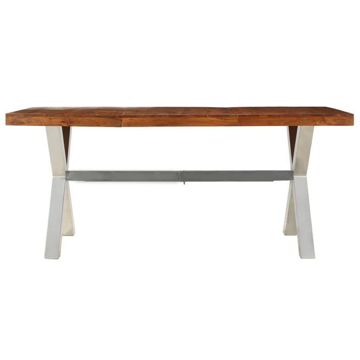Table à manger bois d'acacia et acier inoxydable Babola 180 cm - Photo n°3