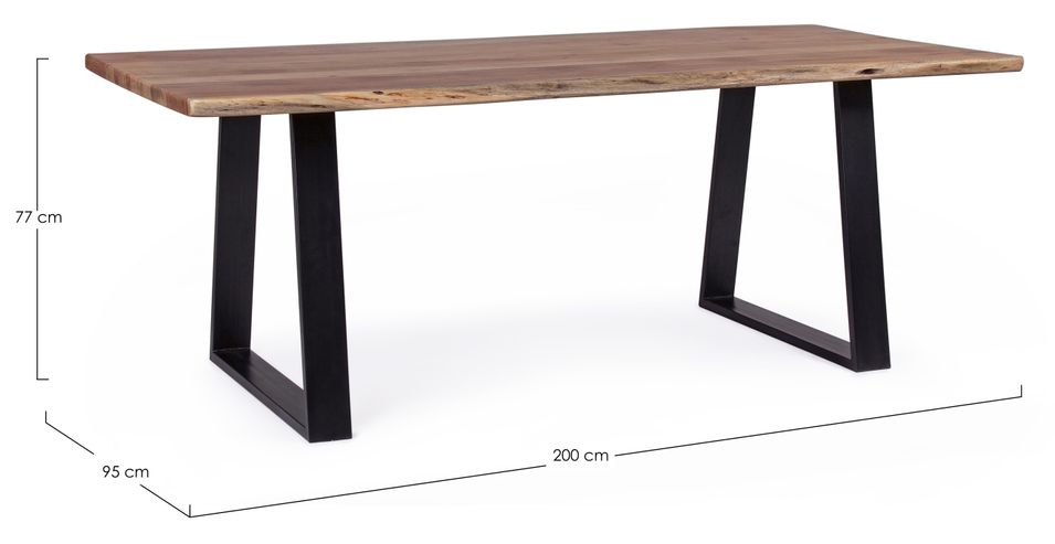 Table à manger bois d'acacia et pieds acier noir Amaly 200 cm - Photo n°7