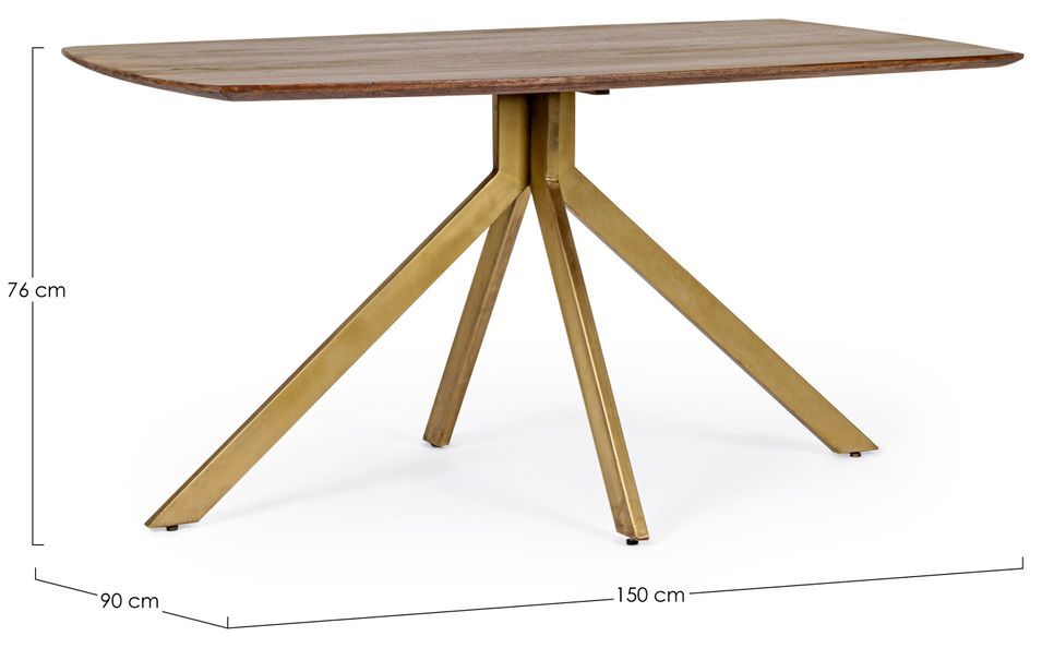 Table à manger bois de manguier foncé et pieds acier laiton mat Kamy150 cm - Photo n°4