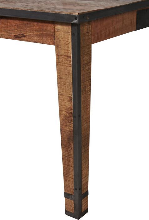 Table à manger bois de manguier marron et métal noir Engal 180 cm - Photo n°3