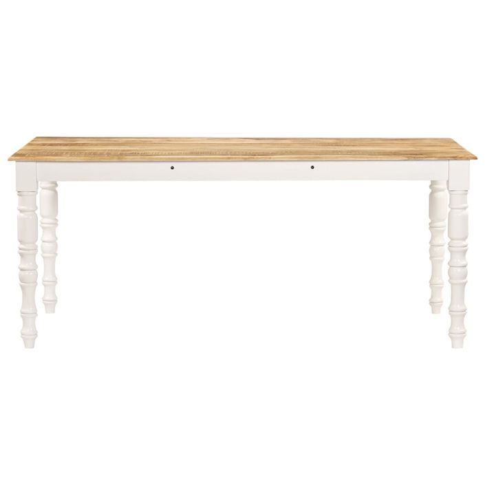 Table à manger bois de manguier massif et blanc Mathy 180 cm - Photo n°2