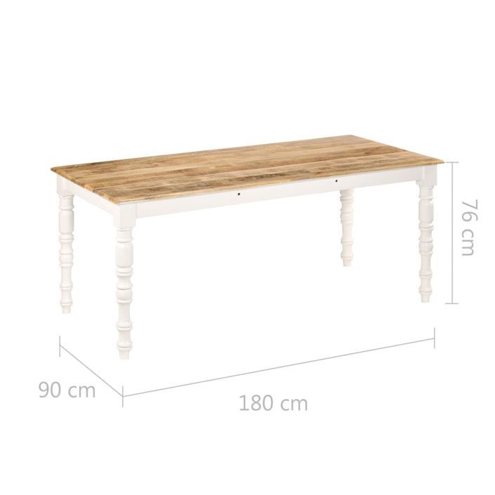 Table à manger bois de manguier massif et blanc Mathy 180 cm - Photo n°7