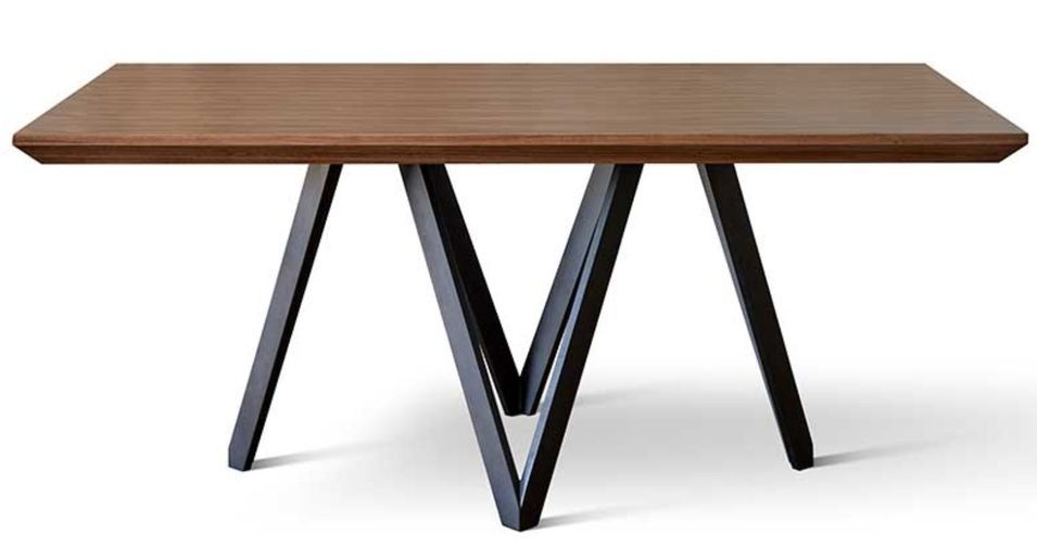 Table à manger bois de noyer et pieds métal noir Namika 180 cm - Photo n°2
