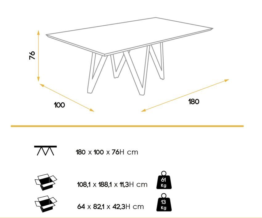 Table à manger bois de noyer et pieds métal noir Namika 180 cm - Photo n°5