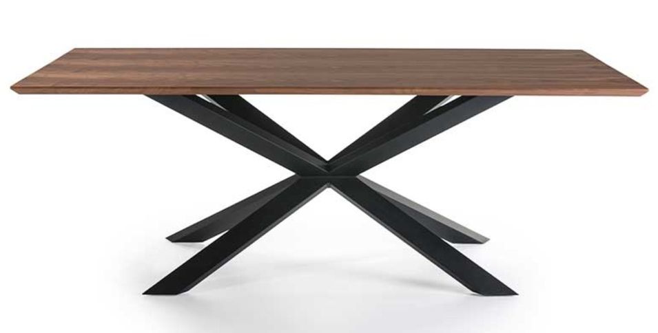 Table à manger bois de noyer et pieds métal noir Toulika 200 cm - Photo n°1