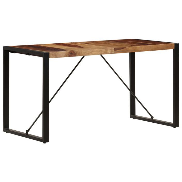 Table à manger bois de Sesham et pieds acier noir Vustick 140 cm - Photo n°3