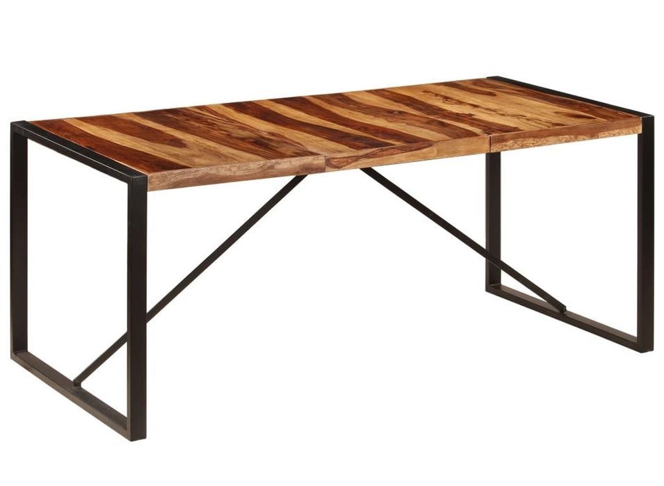 Table à manger bois de Sesham et pieds acier noir Vustick 180 cm - Photo n°1