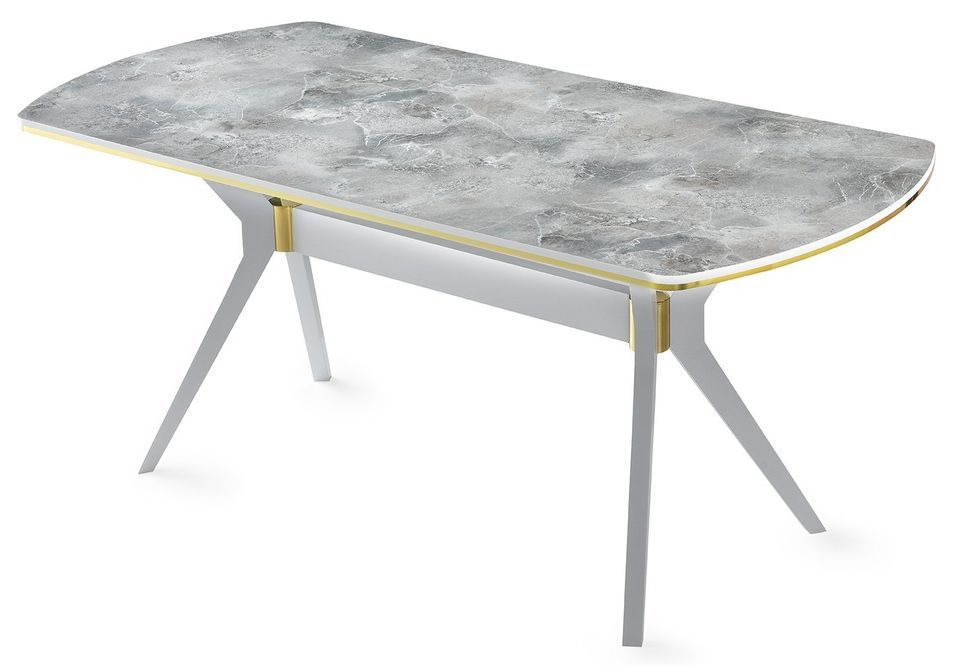 Table à manger bois effet marbre blanc Kibona 180 cm - Photo n°1