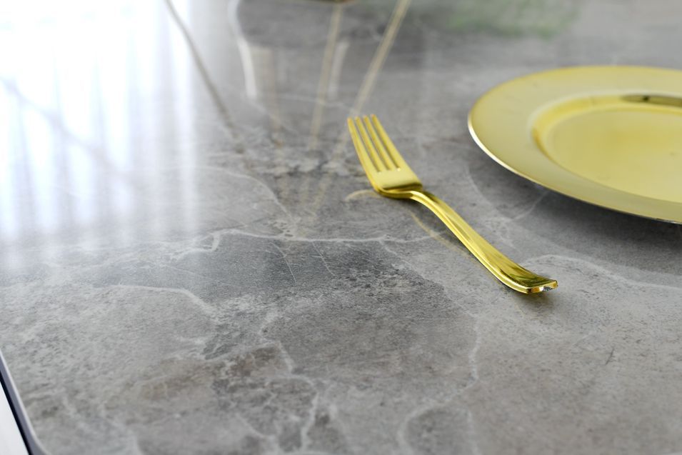 Table à manger bois effet marbre blanc Kibona 180 cm - Photo n°7