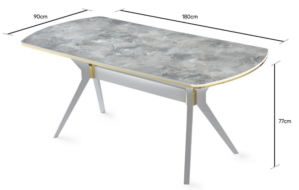 Table à manger bois effet marbre blanc Kibona 180 cm - Photo n°8