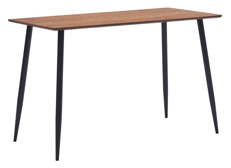 Table à manger bois foncé et pieds métal noir Azkar 120 cm - Photo n°1