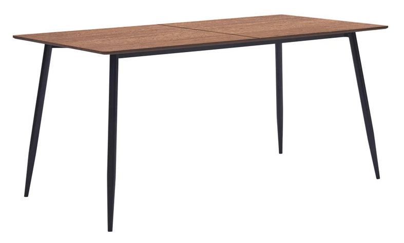 Table à manger bois foncé et pieds métal noir Azkar 140 cm - Photo n°1