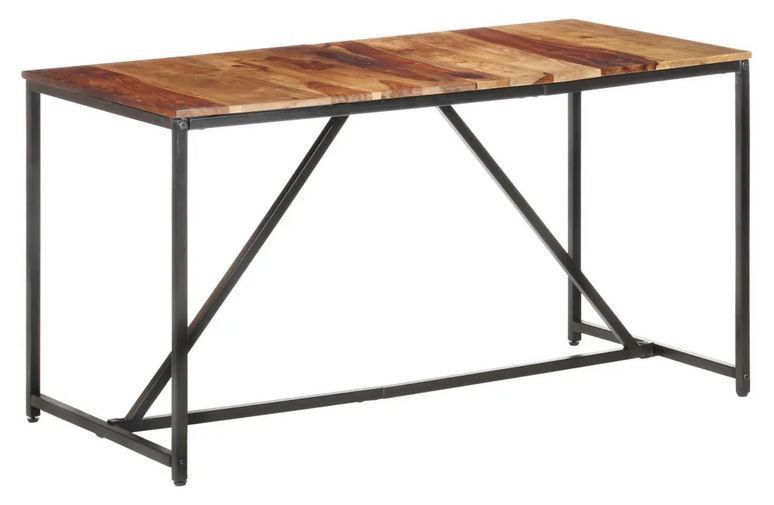 Table à manger bois massif clair et pieds métal noir Suna 140 cm - Photo n°1