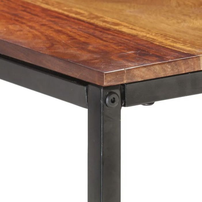 Table à manger bois massif clair et pieds métal noir Suna 140 cm - Photo n°5