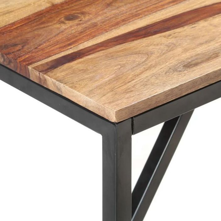 Table à manger bois massif clair et pieds métal noir Suna 120 cm - Photo n°5