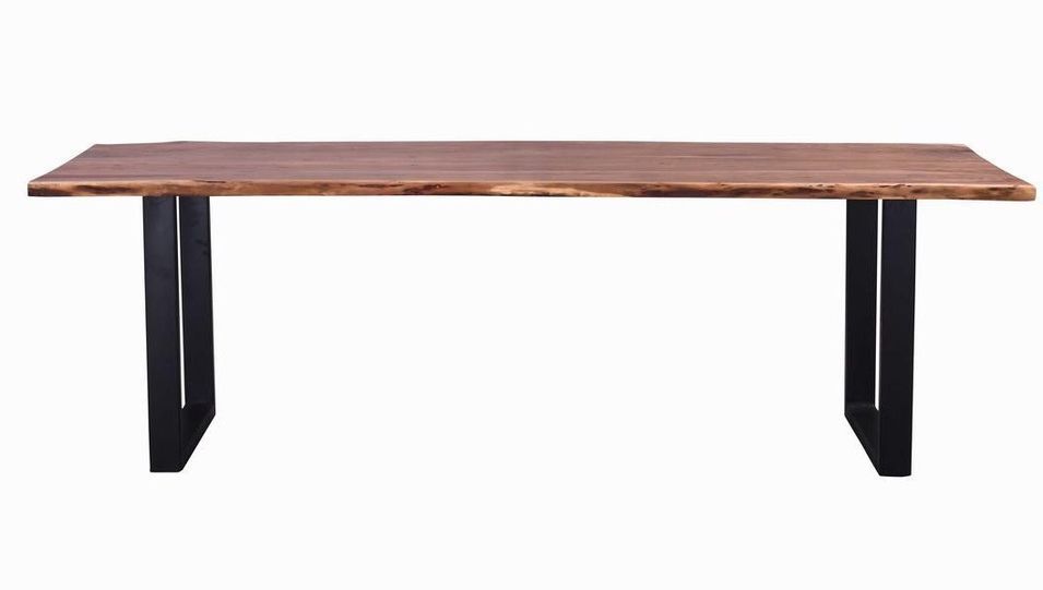 Table à manger bois massif et pieds acier noir Kinoa 200 cm - Photo n°2