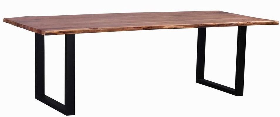 Table à manger bois massif et pieds acier noir Kinoa 200 cm - Photo n°1