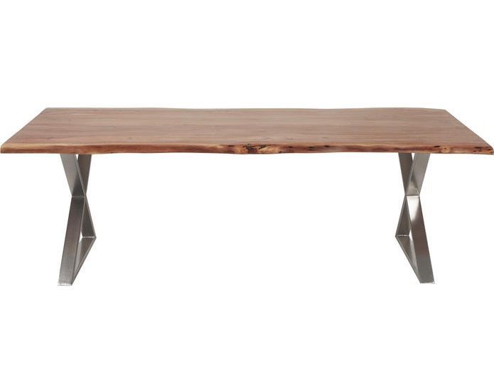 Table à manger bois massif et pieds en croix acier chromé Kiwa 240 cm - Photo n°2