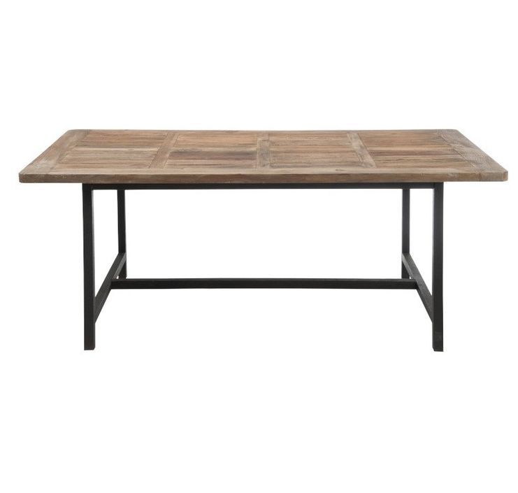 Table à manger bois massif foncé et métal noir Cintee 200 cm - Photo n°2