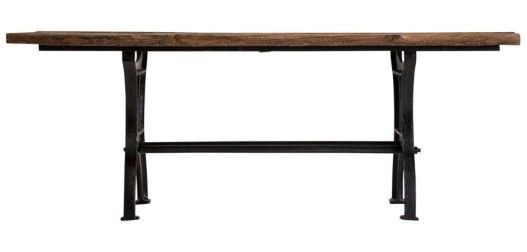 Table à manger bois massif foncé et pieds métal noir Mialm - Photo n°3