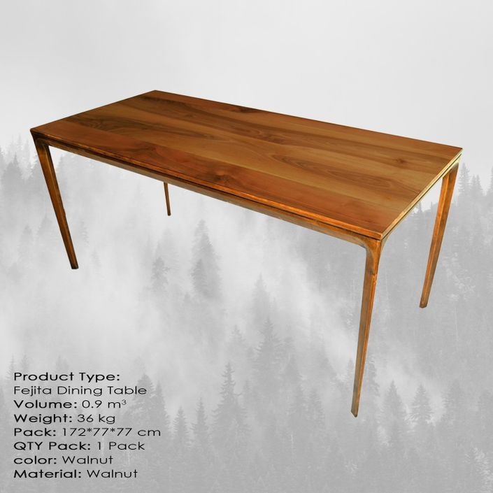 Table à manger bois massif Noyer Fejita 170 cm - Photo n°4