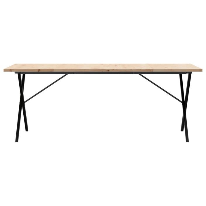 Table à manger cadre en X 200x100x75,5 cm bois pin massif fonte - Photo n°4