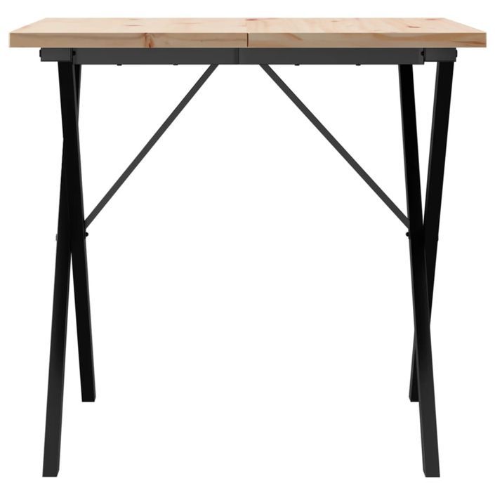 Table à manger cadre en X 80x80x75,5cm bois de pin massif fonte - Photo n°4