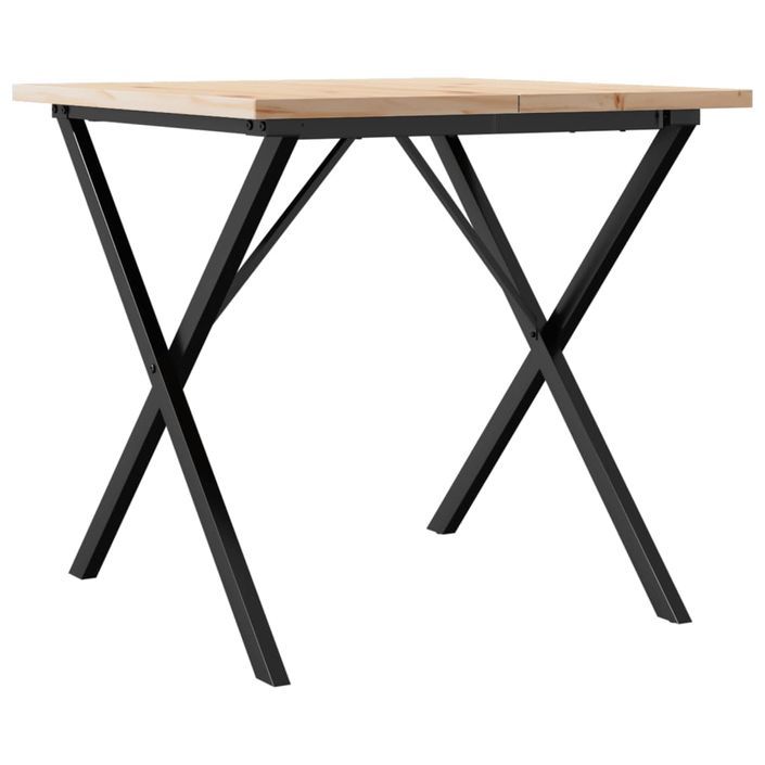 Table à manger cadre en X 80x80x75,5cm bois de pin massif fonte - Photo n°6