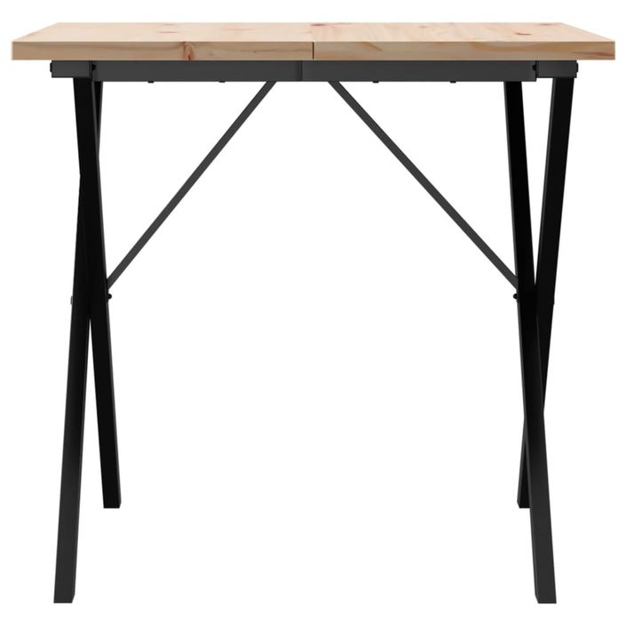 Table à manger cadre en X 90x90x75,5cm bois de pin massif fonte - Photo n°4