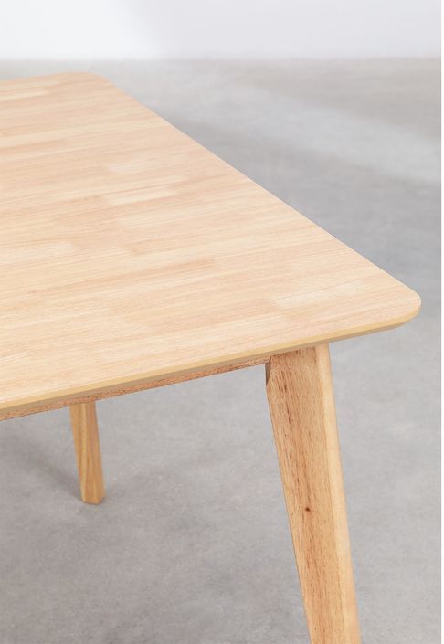 Table à manger carrée bois d'hévéa naturel Kise 100 cm - Photo n°4