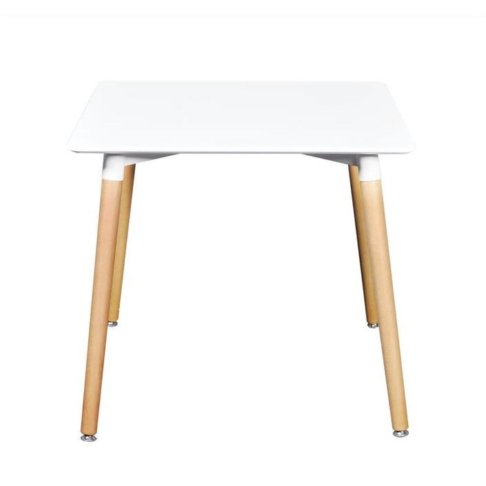 Table à manger carrée bois naturel et blanc Tuly 80 cm - Photo n°2