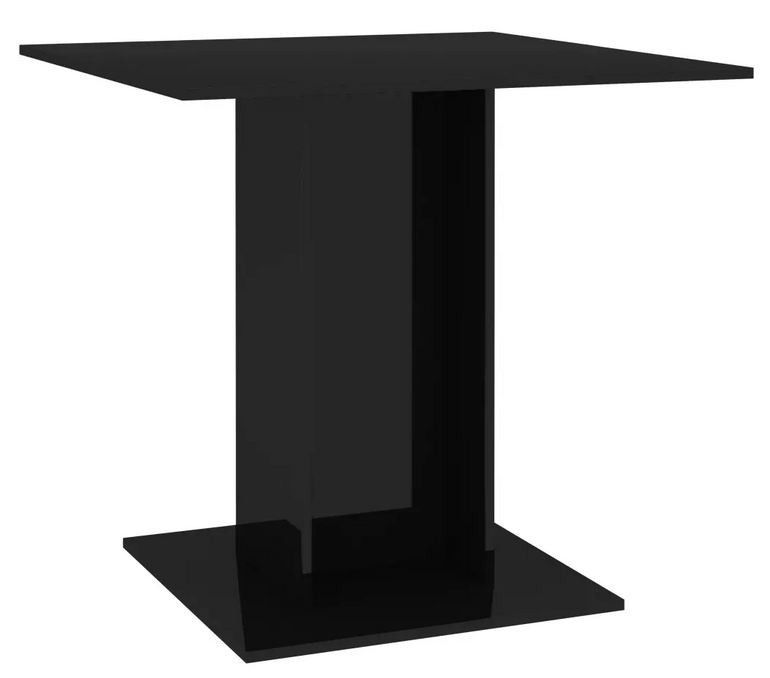 Table à manger carrée bois noir brillant Lerina 80 cm - Photo n°1
