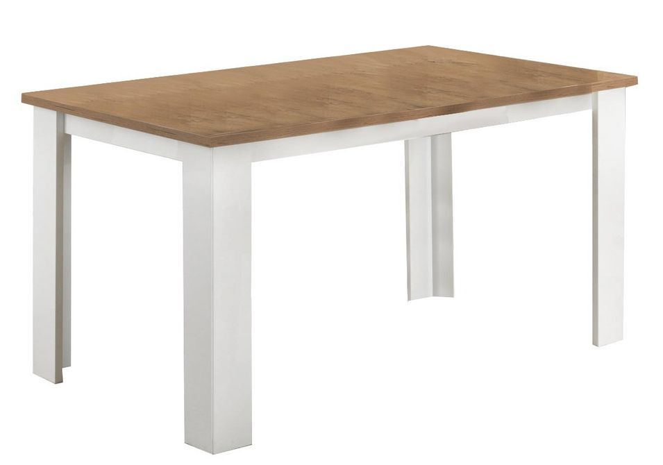 Table à manger carrée bois Oak et blanc brillant Sting 120 cm - Photo n°1
