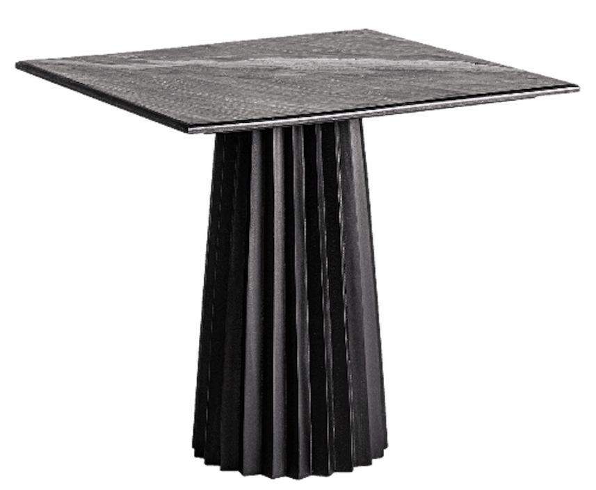 Table à manger carrée bois plissé et marbre 80 cm José Manuel Ferrero d’Estudi - Photo n°7