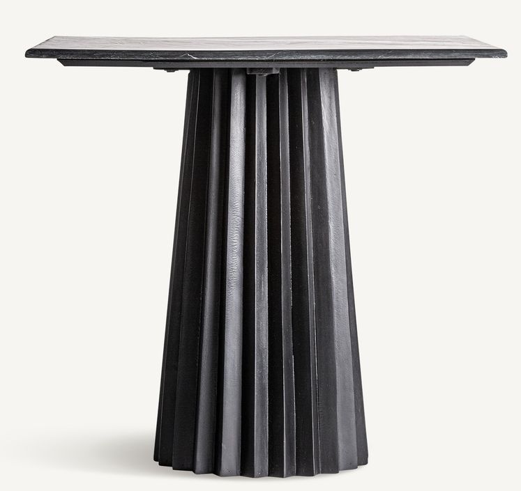 Table à manger carrée bois plissé et marbre 80 cm José Manuel Ferrero d’Estudi - Photo n°2